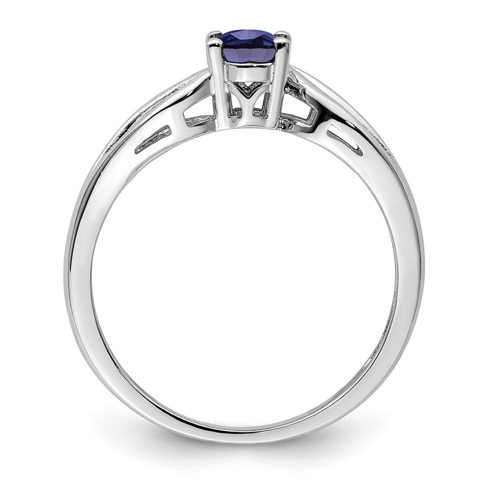 Sterlingsilber Rhodiniert Erzeugt Saphir Ring
