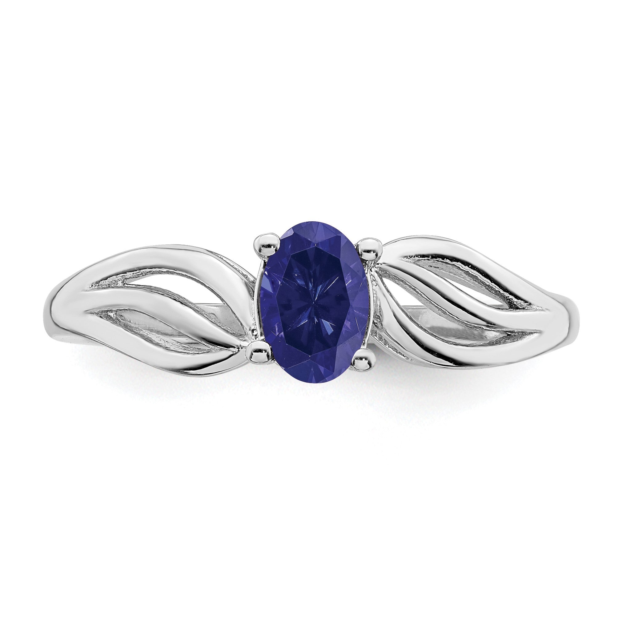 Sterlingsilber Rhodiniert Erzeugt Saphir Ring