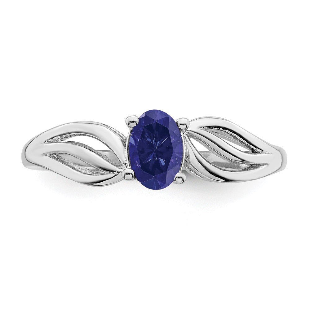 Sterlingsilber Rhodiniert Erzeugt Saphir Ring
