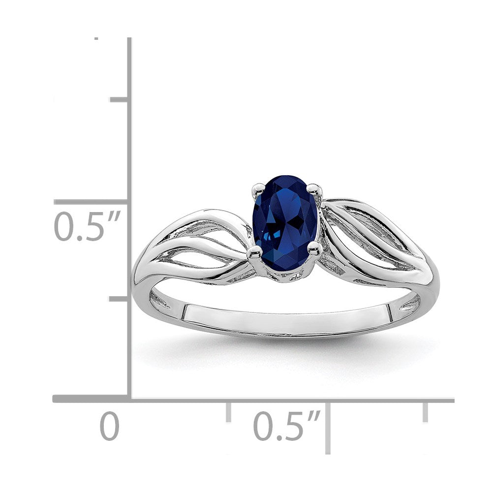 Sterlingsilber Rhodiniert Erzeugt Saphir Ring