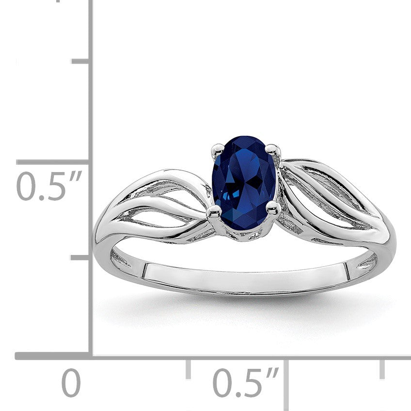 Sterlingsilber Rhodiniert Erzeugt Saphir Ring