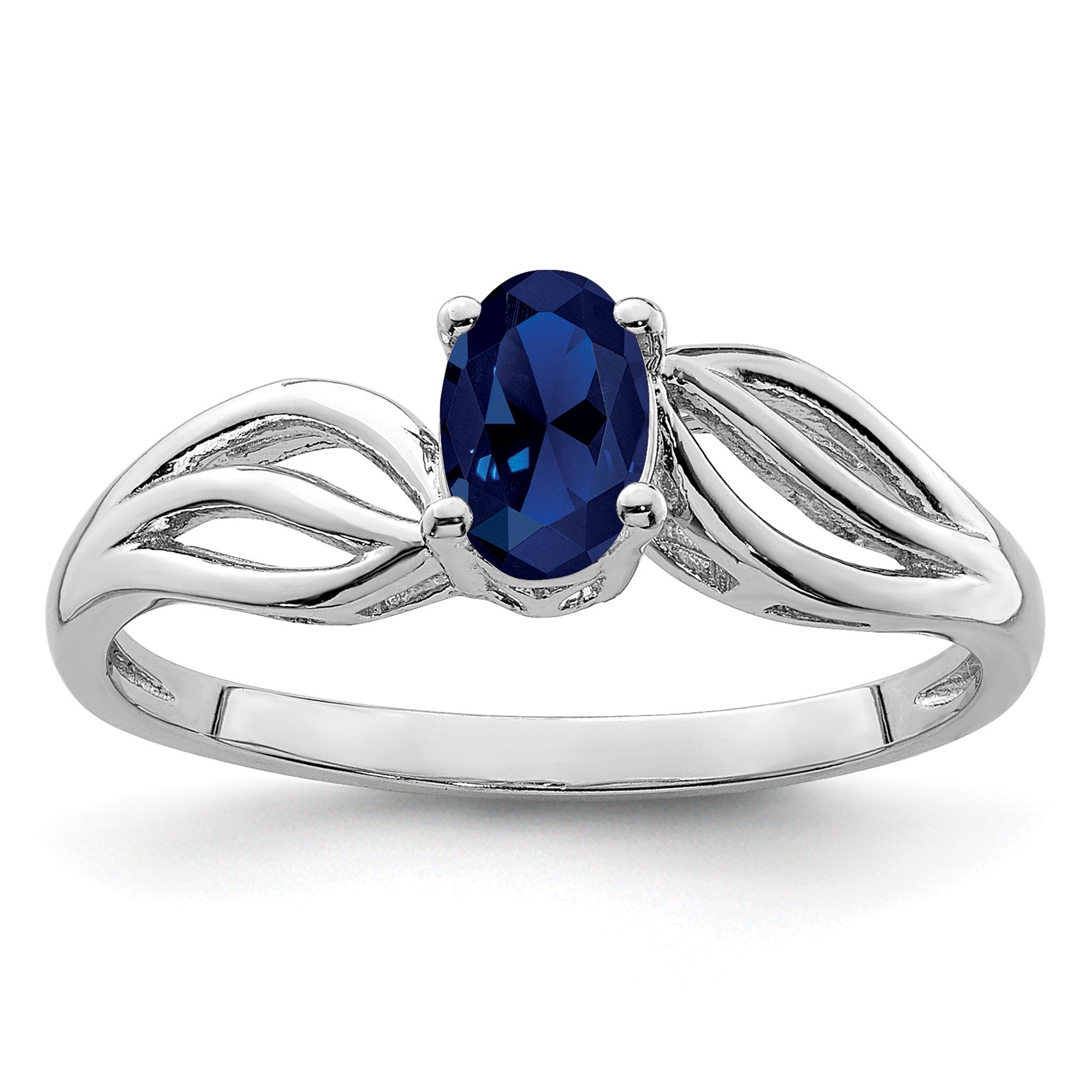 Sterlingsilber Rhodiniert Erzeugt Saphir Ring