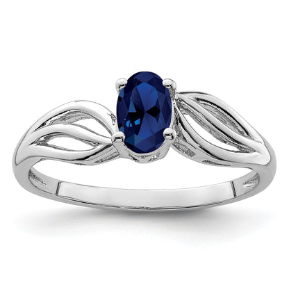 Sterlingsilber Rhodiniert Erzeugt Saphir Ring