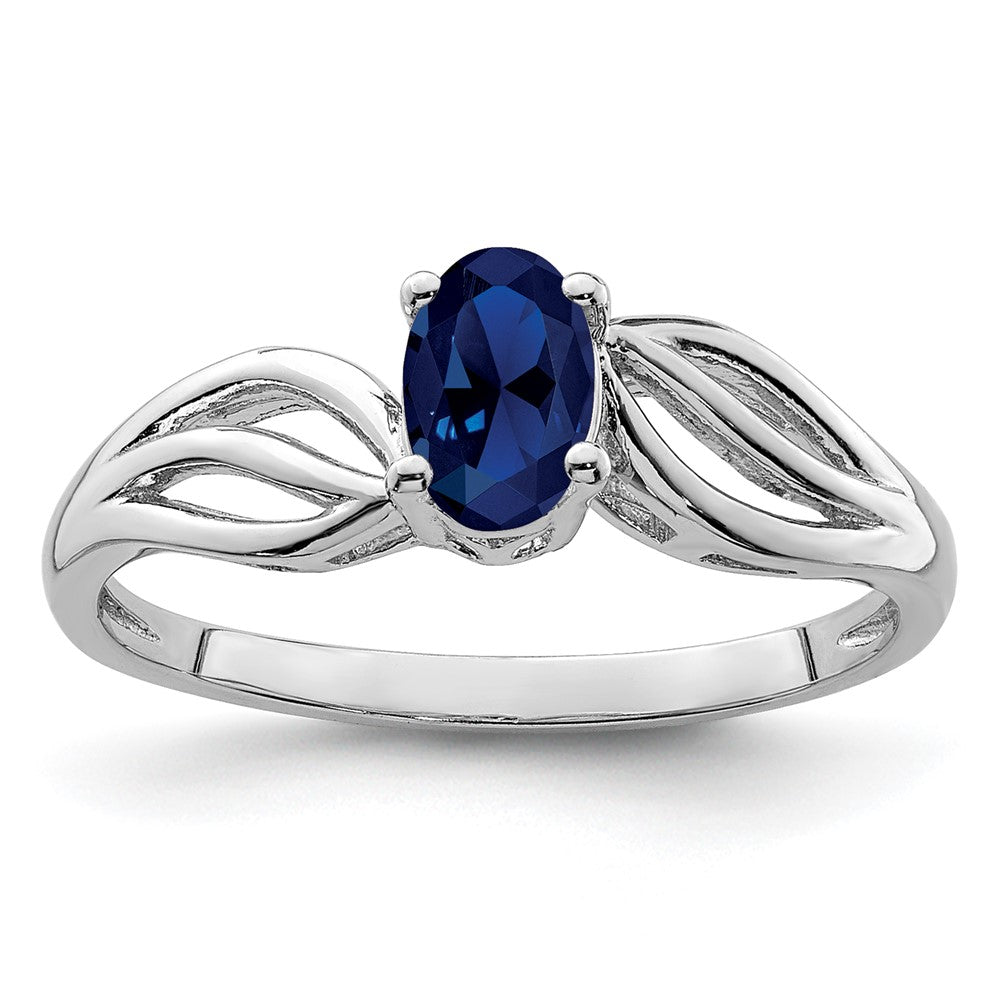 Sterlingsilber Rhodiniert Erzeugt Saphir Ring