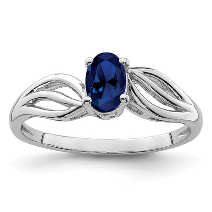 Sterlingsilber Rhodiniert Erzeugt Saphir Ring