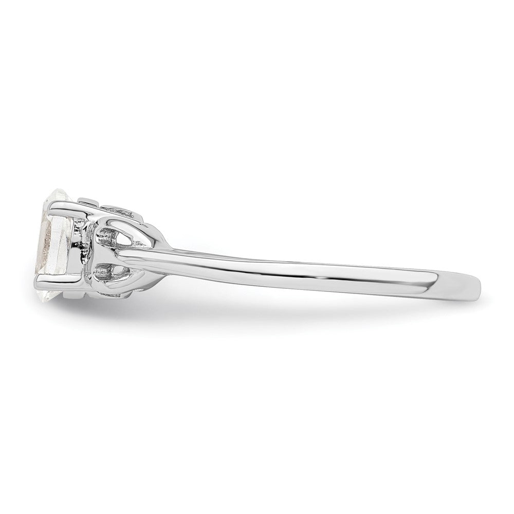 Sterlingsilber Rhodiniert Weiß Topas Ring