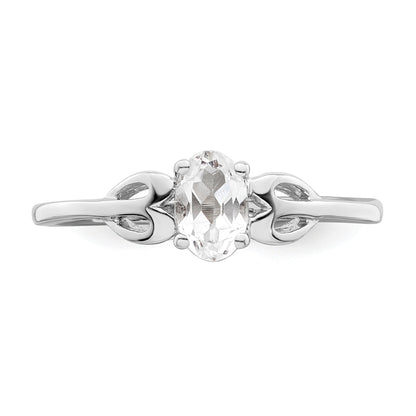 Sterlingsilber Rhodiniert Weiß Topas Ring