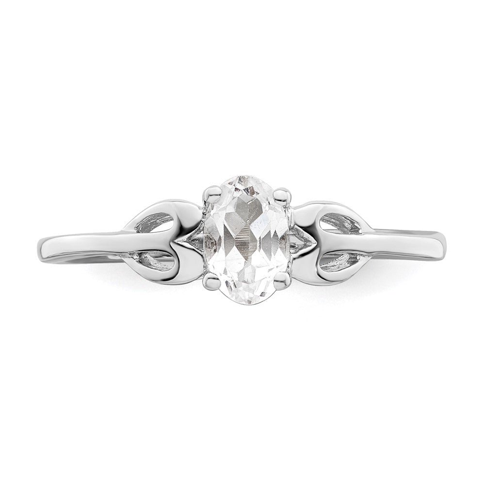 Sterlingsilber Rhodiniert Weiß Topas Ring