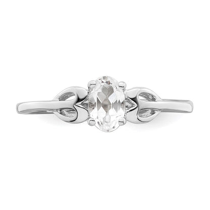 Sterlingsilber Rhodiniert Weiß Topas Ring