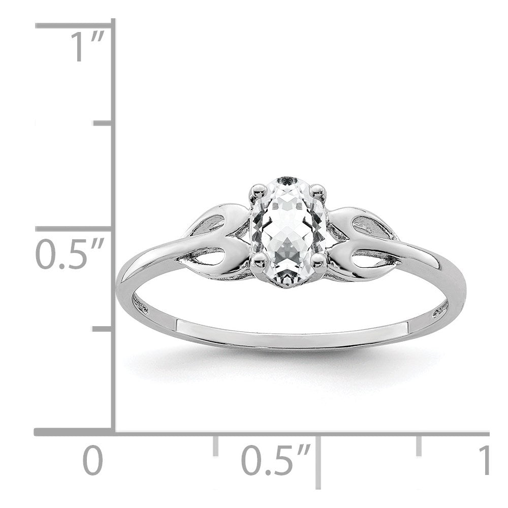 Sterlingsilber Rhodiniert Weiß Topas Ring