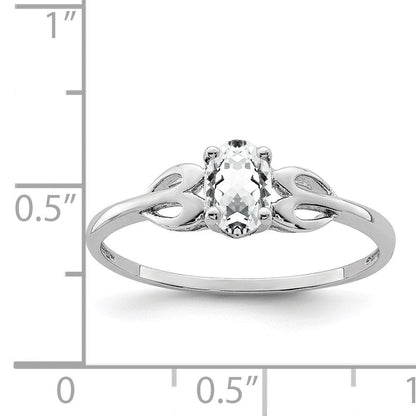 Sterlingsilber Rhodiniert Weiß Topas Ring