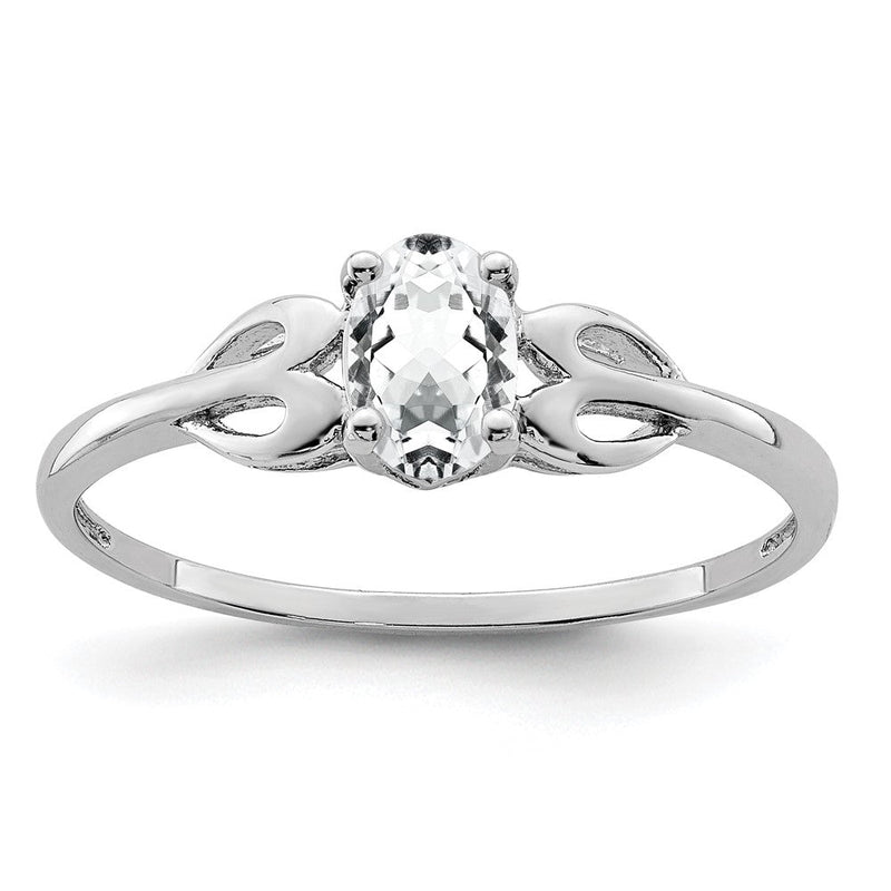 Sterlingsilber Rhodiniert Weiß Topas Ring