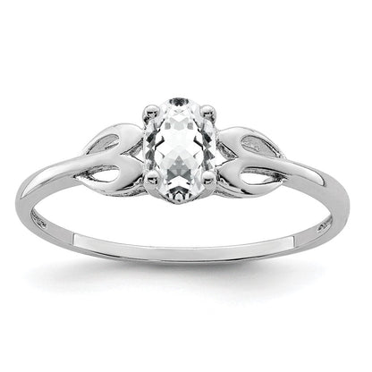 Sterlingsilber Rhodiniert Weiß Topas Ring