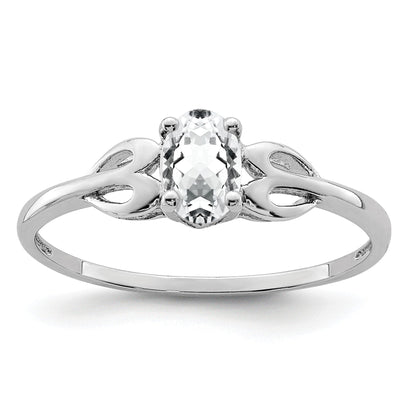 Sterlingsilber Rhodiniert Weiß Topas Ring