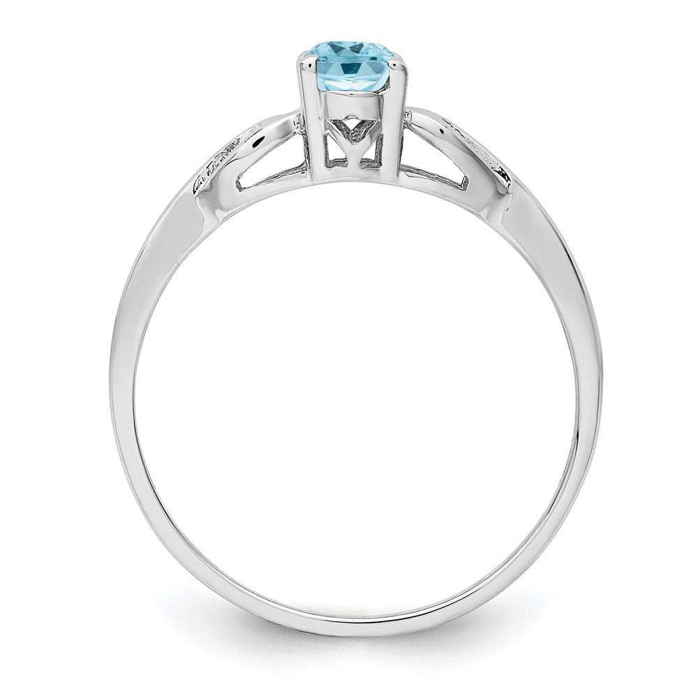 Sterlingsilber Rhodiniert Licht Schweizer Blautopas Ring