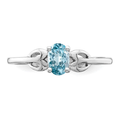 Sterlingsilber Rhodiniert Licht Schweizer Blautopas Ring