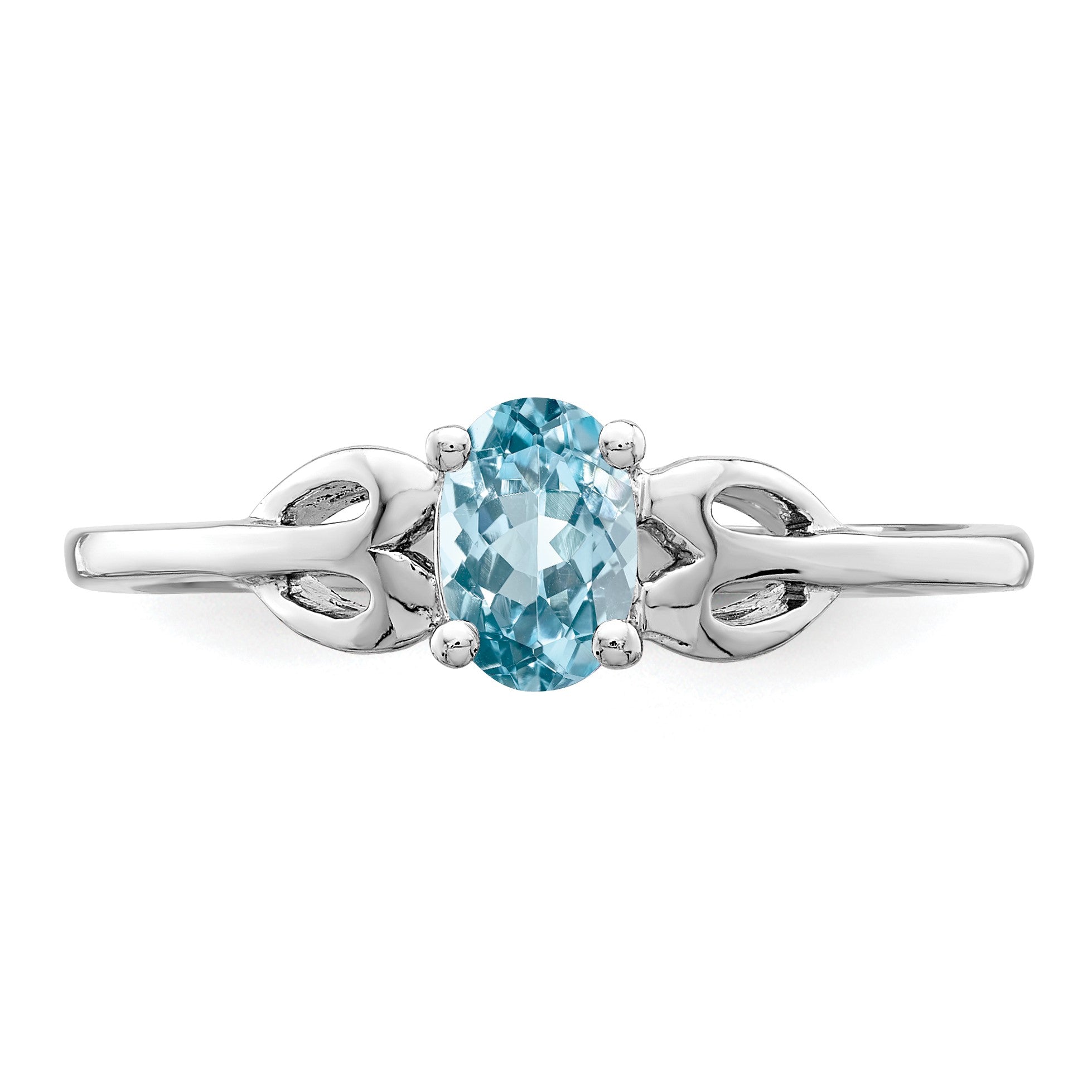 Sterlingsilber Rhodiniert Licht Schweizer Blautopas Ring