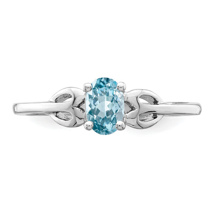 Sterlingsilber Rhodiniert Licht Schweizer Blautopas Ring