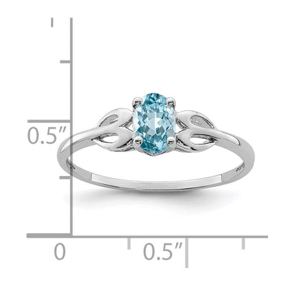 Sterlingsilber Rhodiniert Licht Schweizer Blautopas Ring