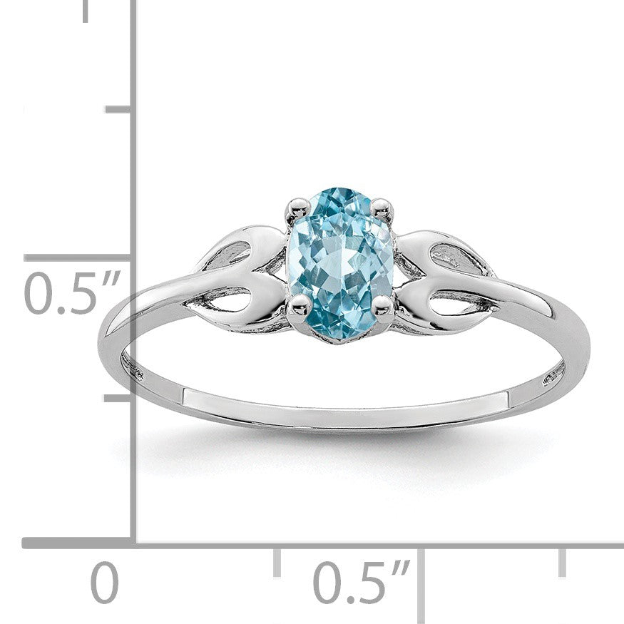 Sterlingsilber Rhodiniert Licht Schweizer Blautopas Ring