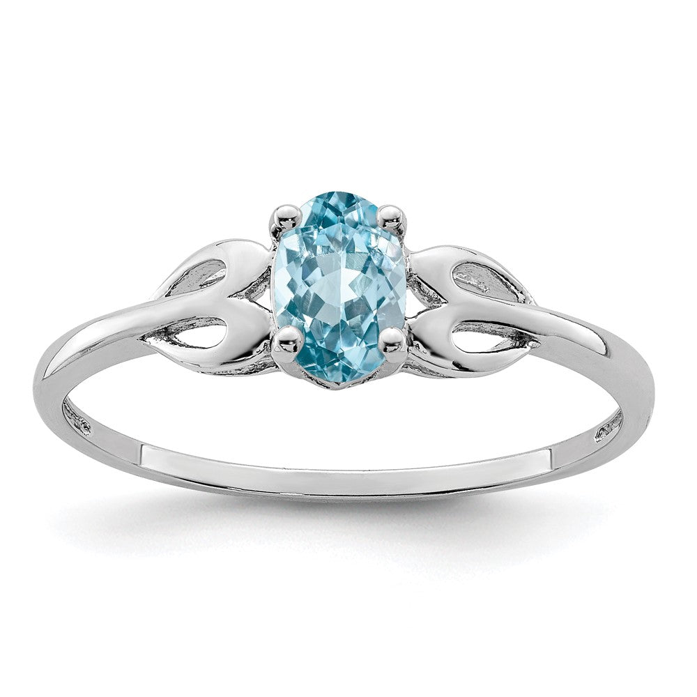 Sterlingsilber Rhodiniert Licht Schweizer Blautopas Ring