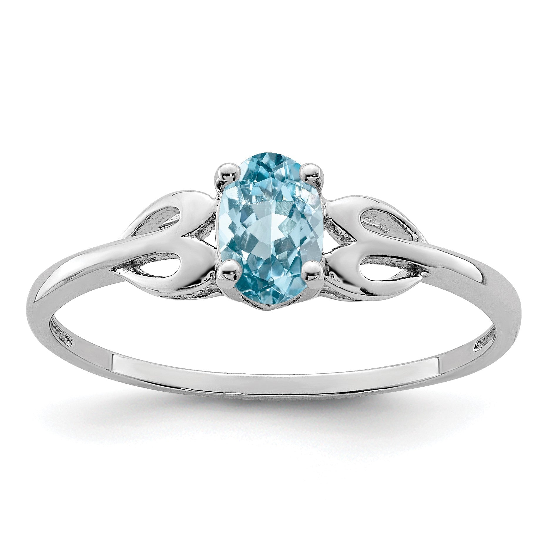 Sterlingsilber Rhodiniert Licht Schweizer Blautopas Ring