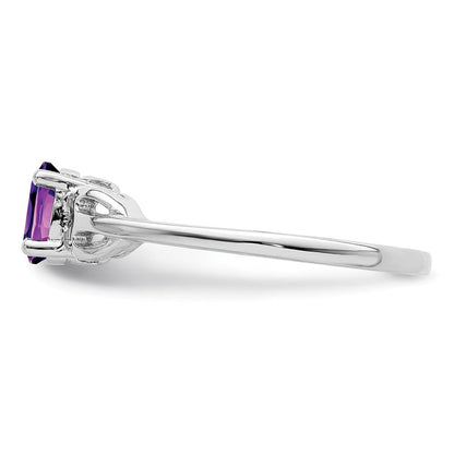 Sterlingsilber Rhodiniert Amethyst Ring