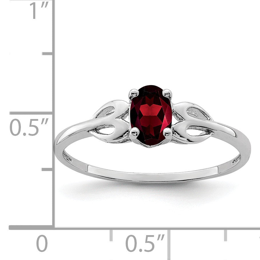 Sterlingsilber Rhodiniert Granat Ring