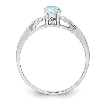 Sterlingsilber Rhodiniert Aquamarin Ring
