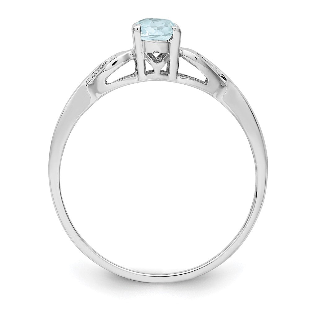 Sterlingsilber Rhodiniert Aquamarin Ring