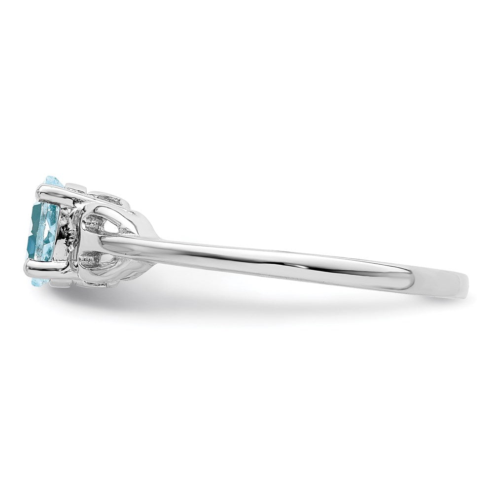 Sterlingsilber Rhodiniert Aquamarin Ring