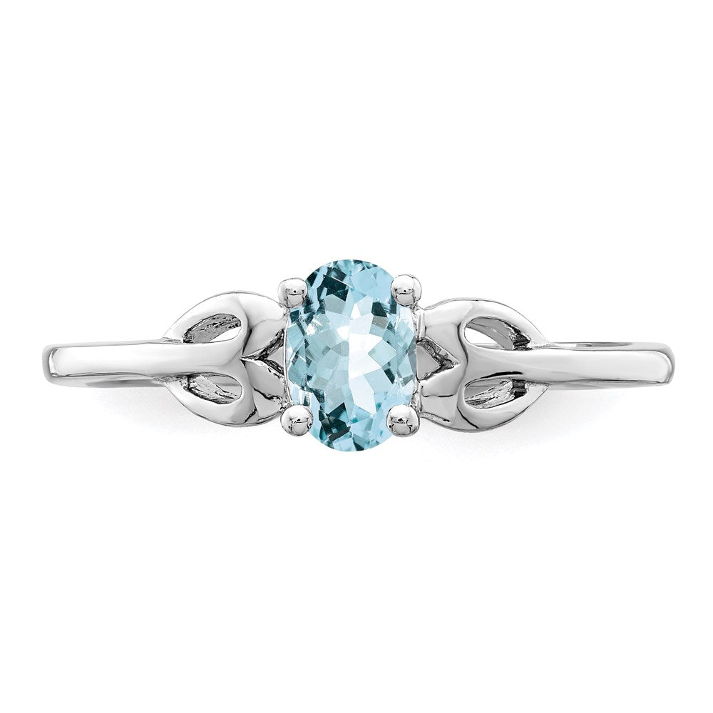 Sterlingsilber Rhodiniert Aquamarin Ring