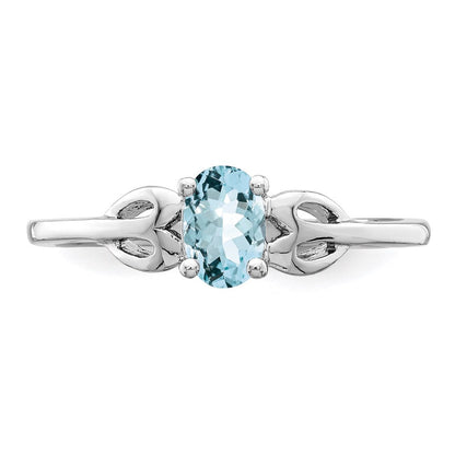 Sterlingsilber Rhodiniert Aquamarin Ring