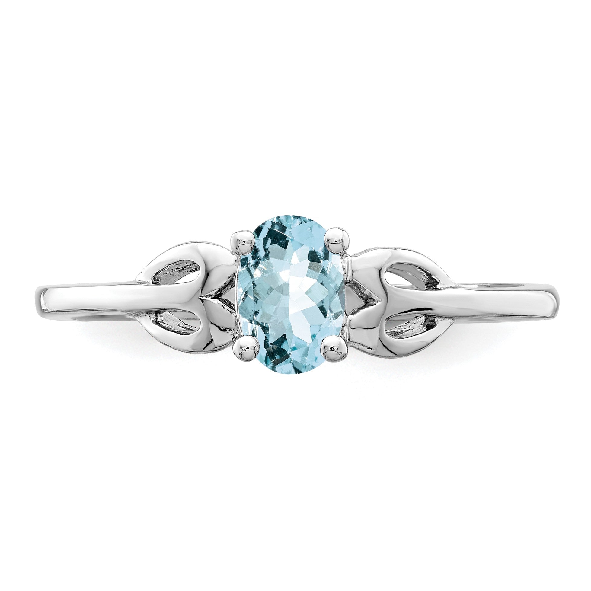 Sterlingsilber Rhodiniert Aquamarin Ring