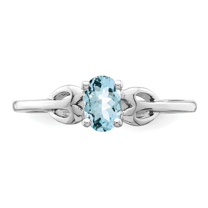 Sterlingsilber Rhodiniert Aquamarin Ring