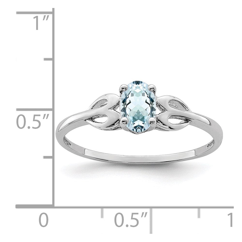 Sterlingsilber Rhodiniert Aquamarin Ring