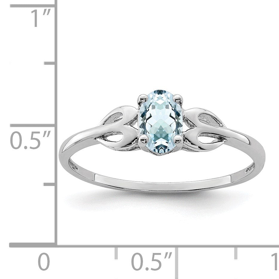 Sterlingsilber Rhodiniert Aquamarin Ring