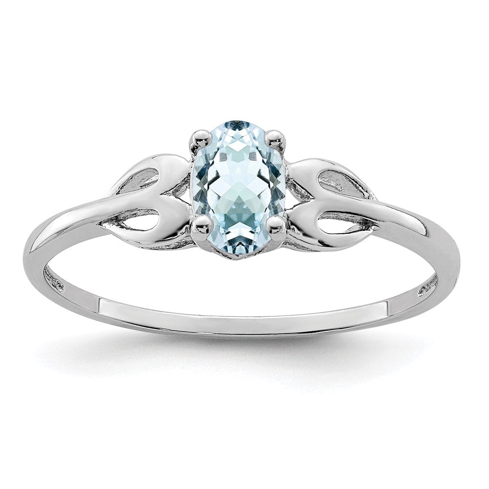 Sterlingsilber Rhodiniert Aquamarin Ring