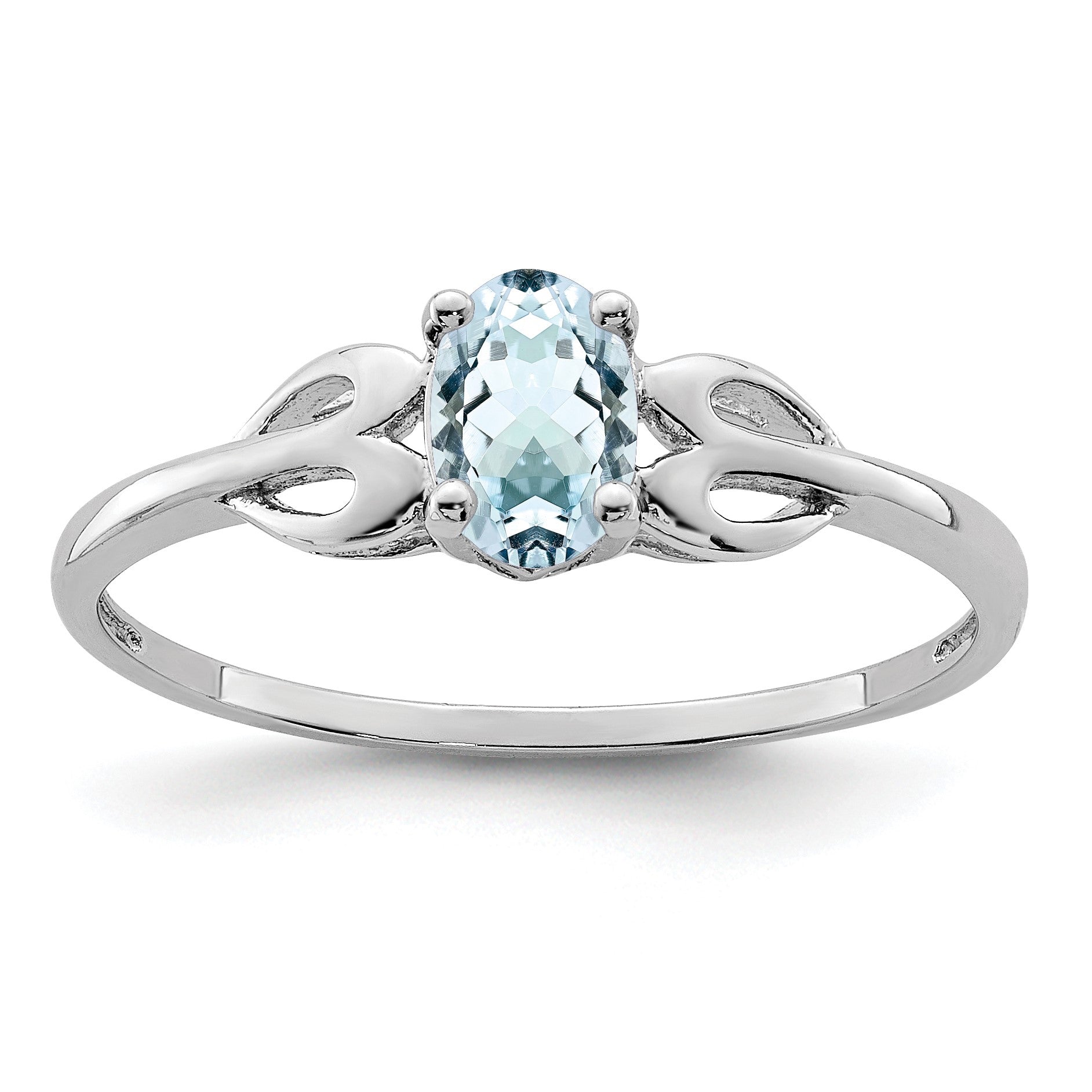 Sterlingsilber Rhodiniert Aquamarin Ring