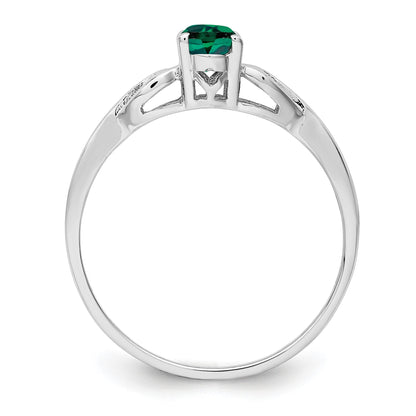 Sterlingsilber Rhodiniert Erzeugt Smaragd Ring