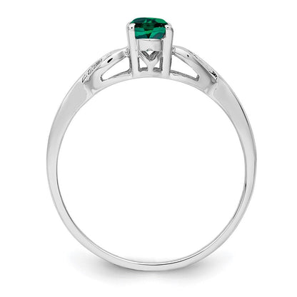 Sterlingsilber Rhodiniert Erzeugt Smaragd Ring