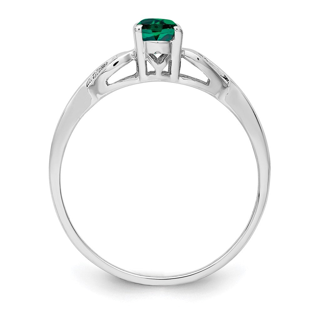 Sterlingsilber Rhodiniert Erzeugt Smaragd Ring