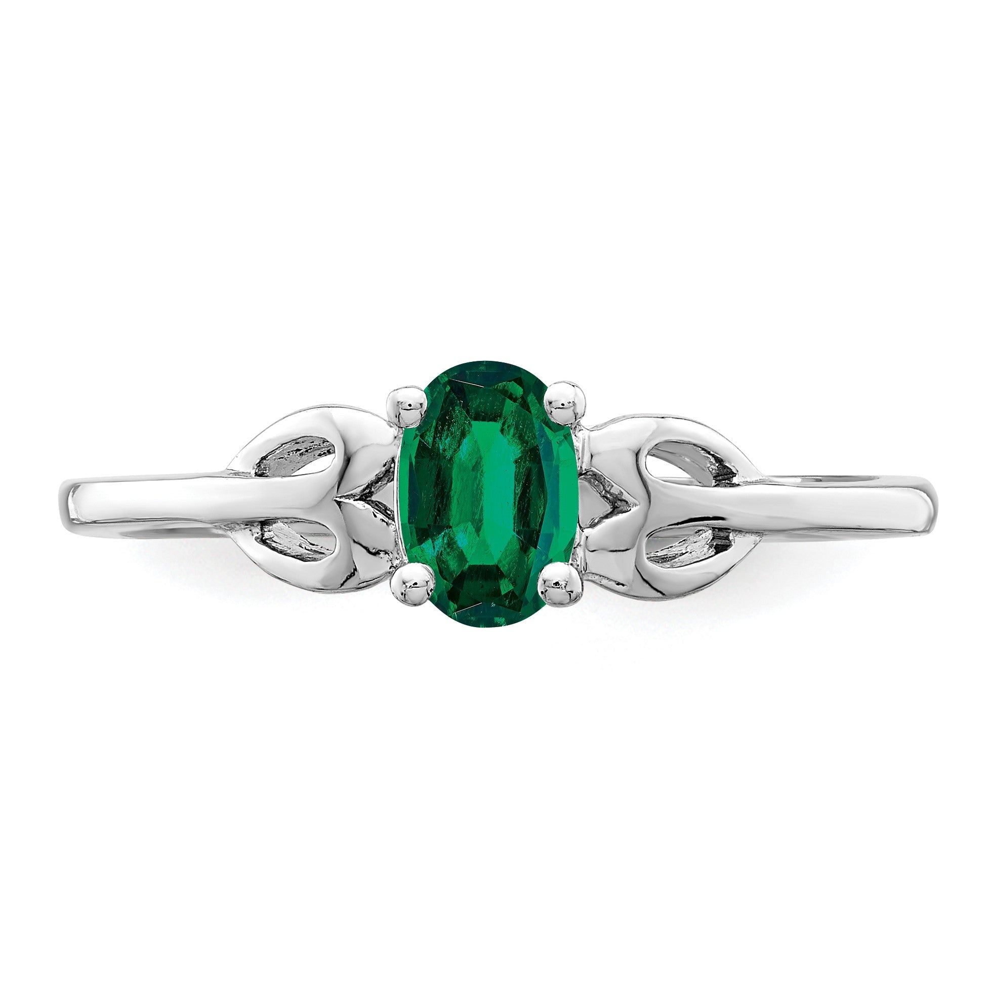 Sterlingsilber Rhodiniert Erzeugt Smaragd Ring