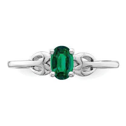 Sterlingsilber Rhodiniert Erzeugt Smaragd Ring