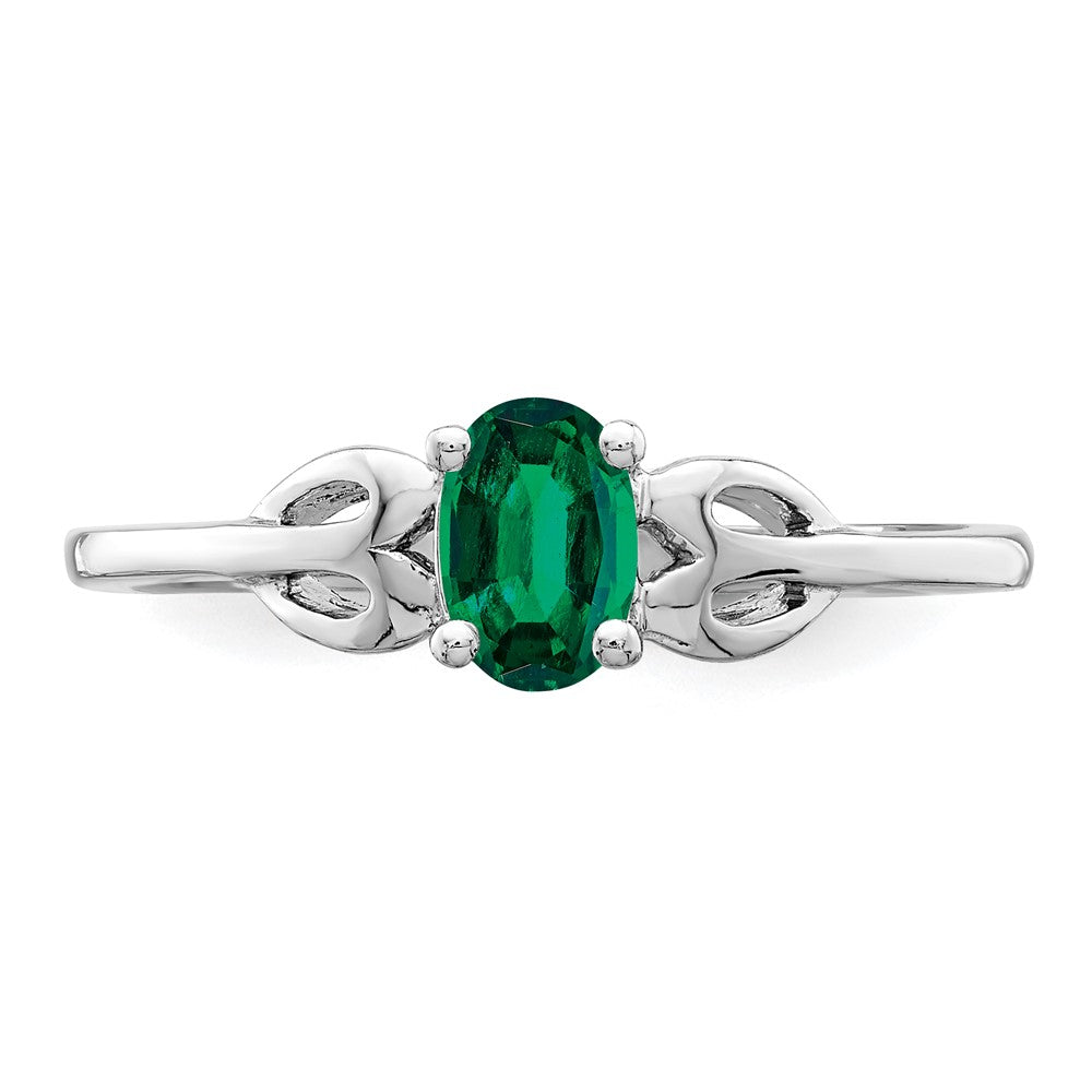 Sterlingsilber Rhodiniert Erzeugt Smaragd Ring