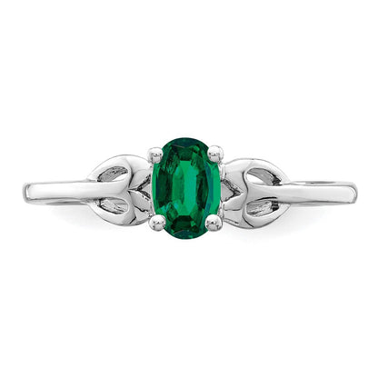 Sterlingsilber Rhodiniert Erzeugt Smaragd Ring