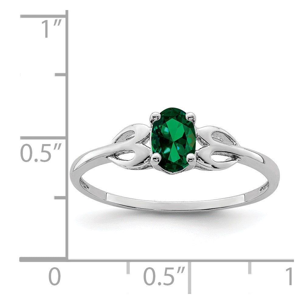 Sterlingsilber Rhodiniert Erzeugt Smaragd Ring