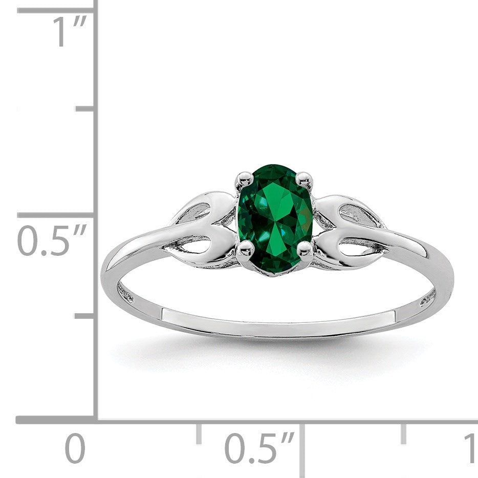 Sterlingsilber Rhodiniert Erzeugt Smaragd Ring