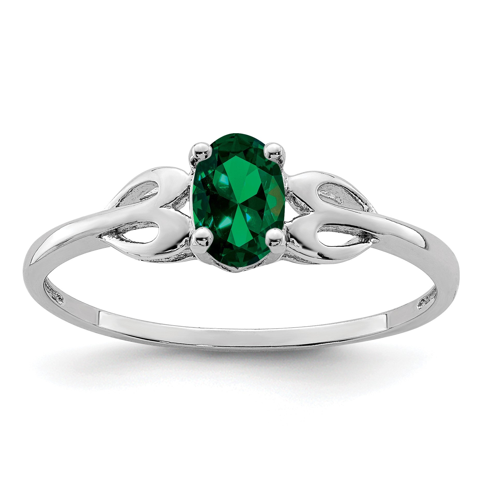 Sterlingsilber Rhodiniert Erzeugt Smaragd Ring