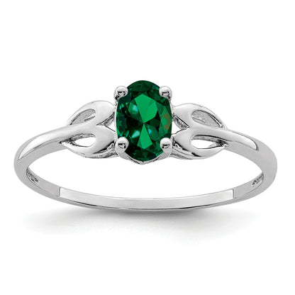 Sterlingsilber Rhodiniert Erzeugt Smaragd Ring